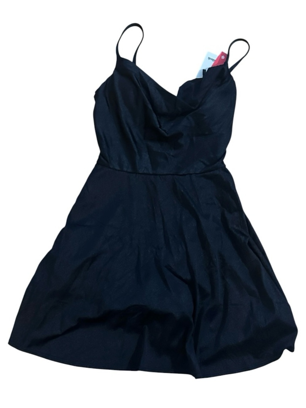 Popilush Black Shapewear Strappy Cowl Neck Tummy Control Flare Dress